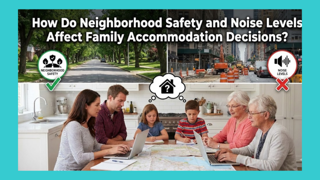 How Do Neighborhood Safety and Noise Levels Affect Family Accommodation Decisions?