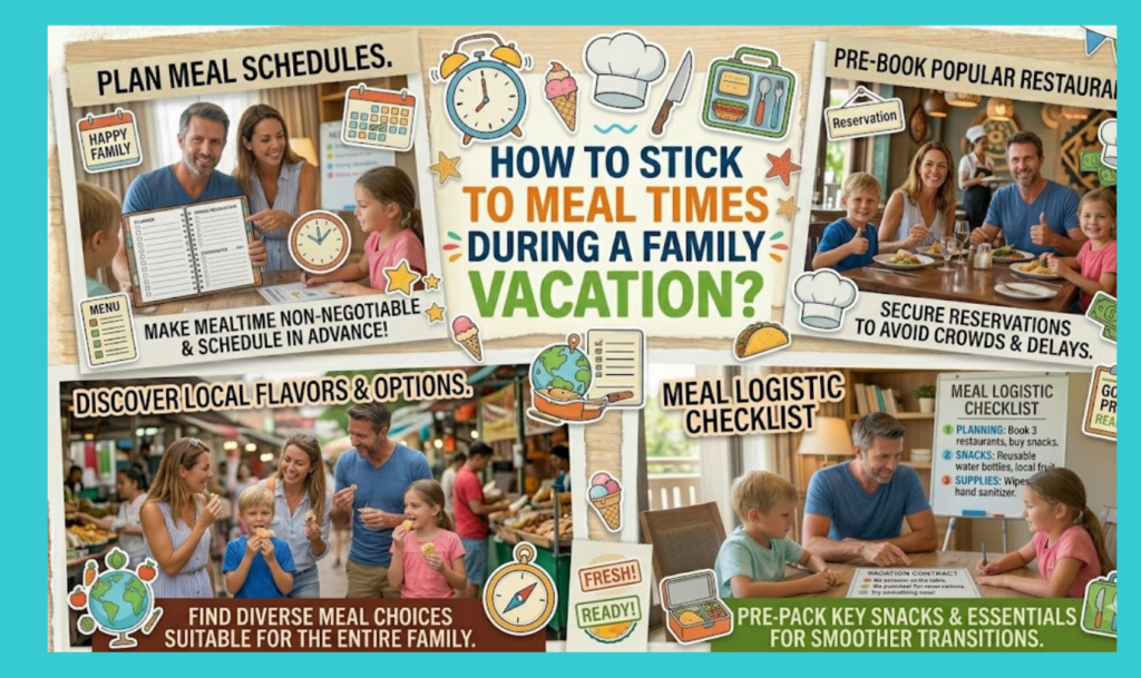 How to stick to meal times during a family vacation? Learn the ironclad travel framework to force daily schedule compliance and avoid travel-induced hunger crashes."