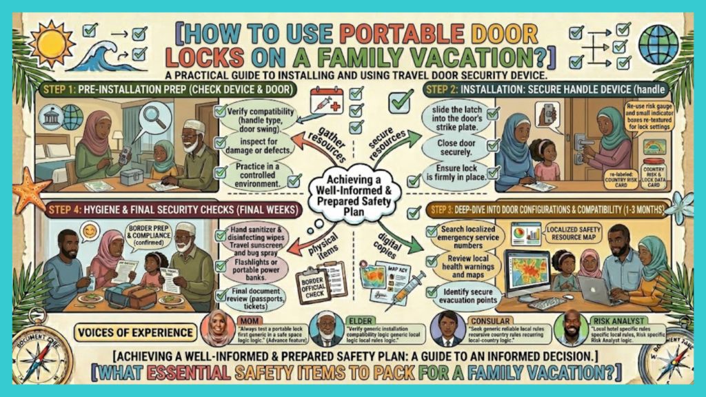 How to use portable door locks on a family vacation?