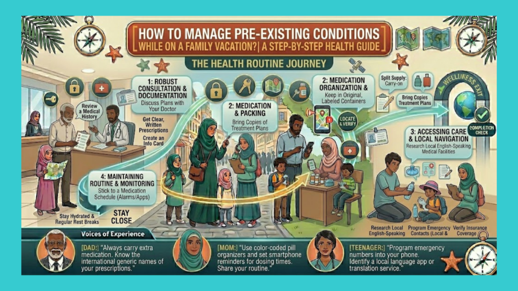 How to manage pre-existing conditions While on a family vacation?