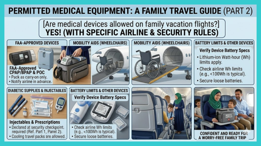 Are medical devices allowed on family vacation flights?