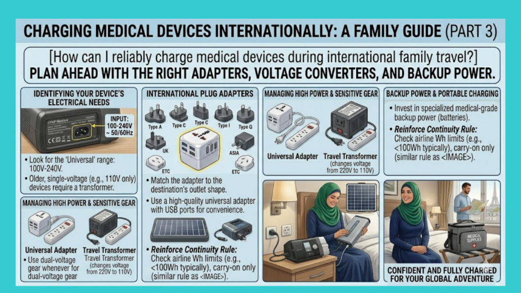 How to charge medical devices internationally on a family vacation?