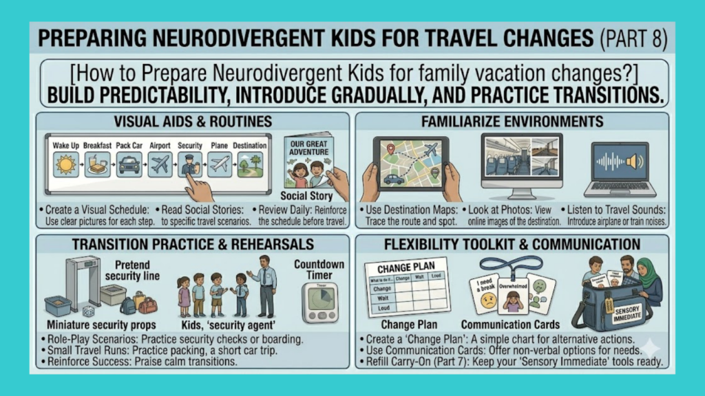 How to Prepare Neurodivergent Kids for family vacation changes?
