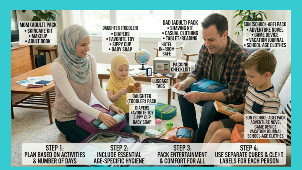 How to pack for different ages on vacation?