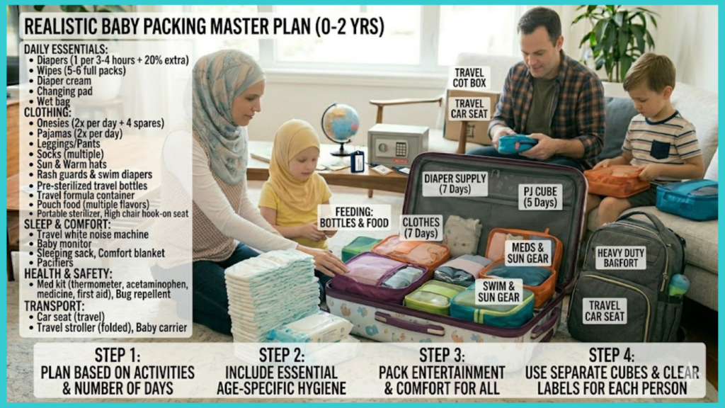 What to realistically pack for a baby on vacation?