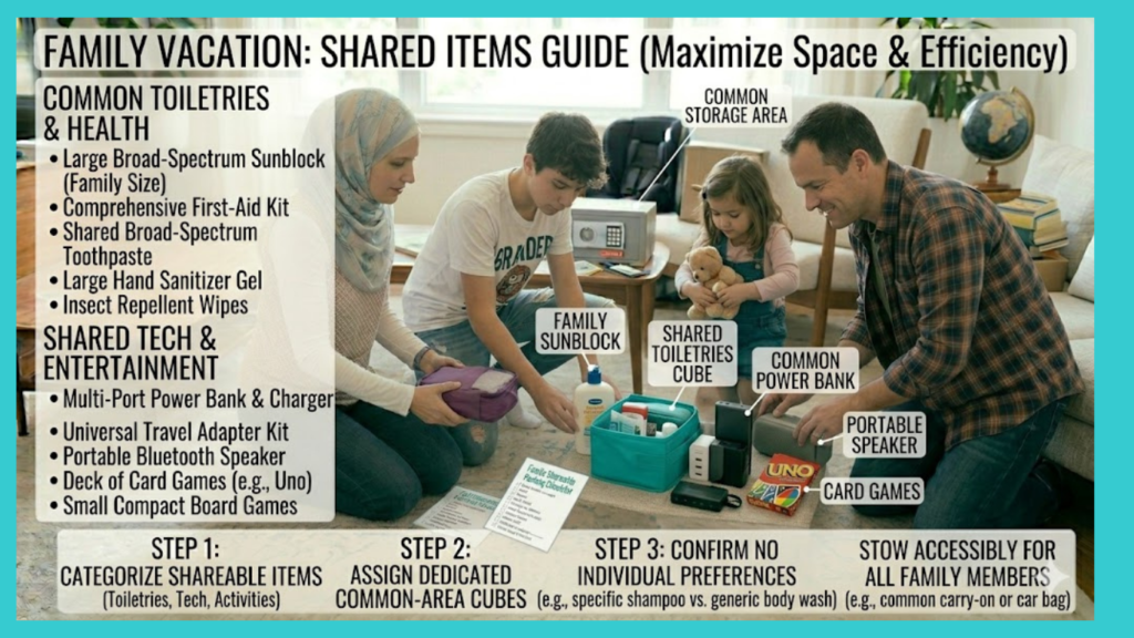 Which vacation items can the whole family share?