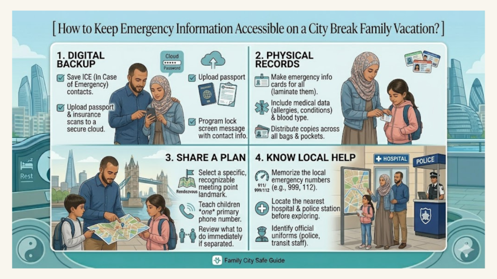 How to Keep Emergency Information Accessible on a City Break Family Vacation?