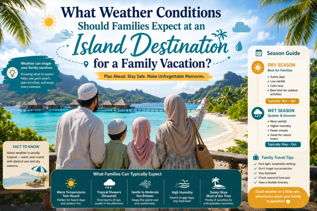 What Weather Conditions Should Families Expect at an Island Destination for a Family Vacation?