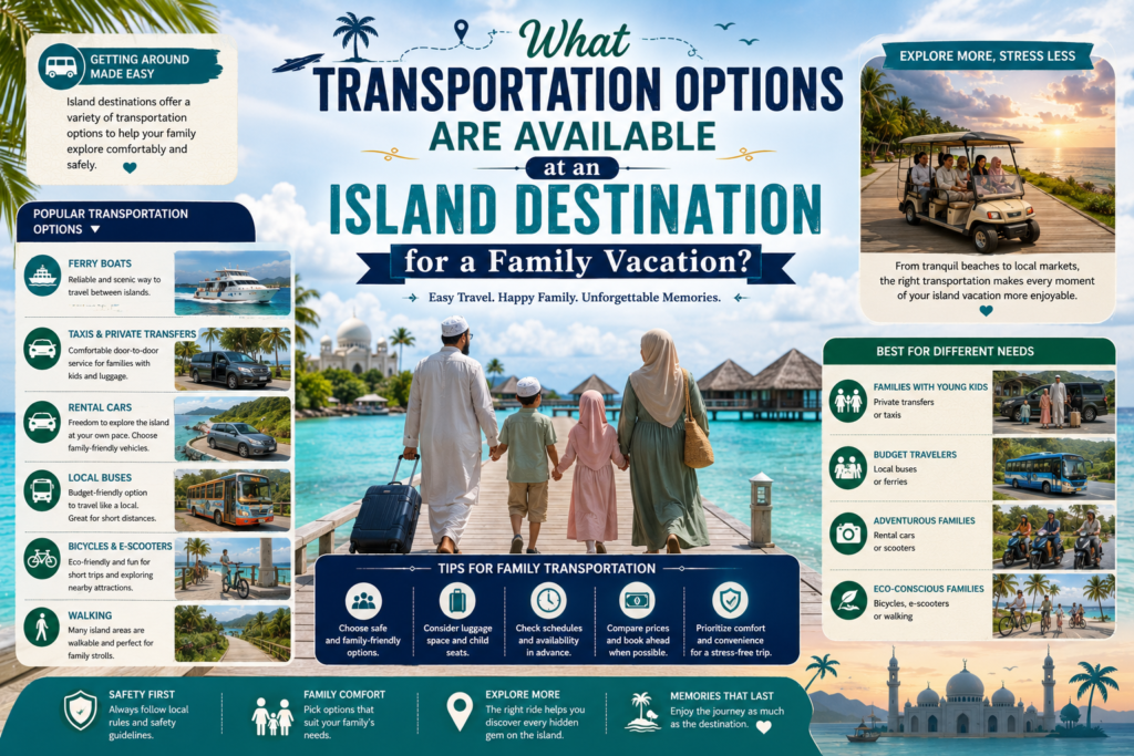 What Transportation Options Are Available at an Island Destination for a Family Vacation?