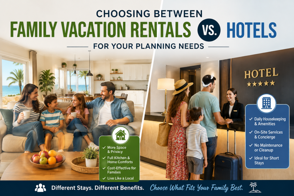Choosing Between Family Vacation Rentals vs. Hotels for Your Planning Needs