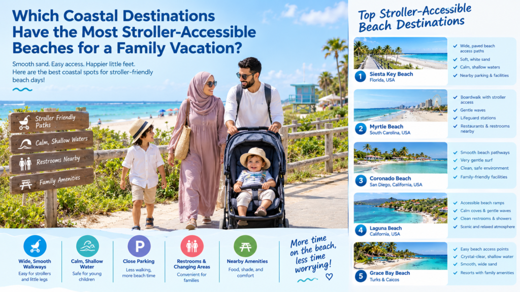 Which Coastal Destinations Have the Most Stroller-Accessible Beaches for a Family Vacation?
