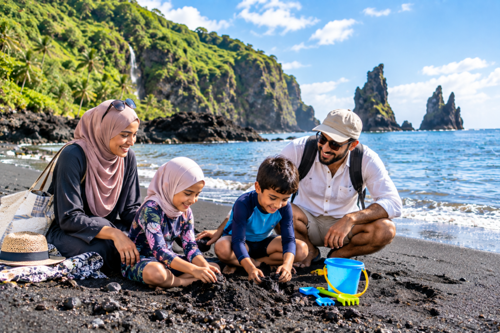 Which Black Sand Beach Destinations Are Safe for a Family Vacation?