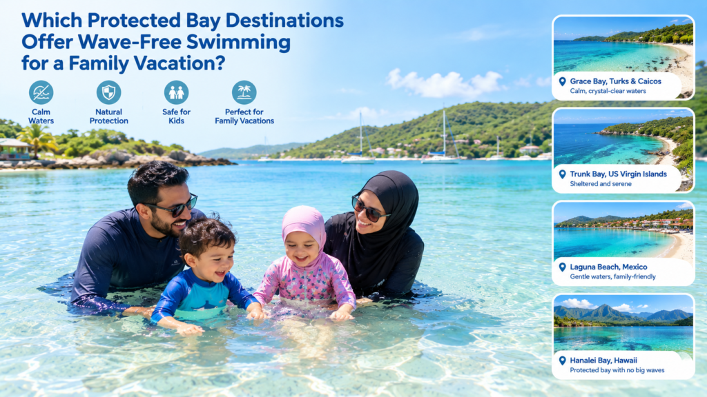 Which Protected Bay Destinations Offer Wave-Free Swimming for a Family Vacation?